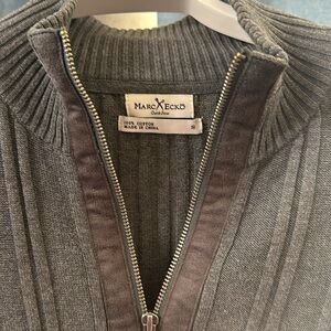 MARC Ecko Mens Gray Ribbed Zip Pull Over Sweater, Mens Size Small